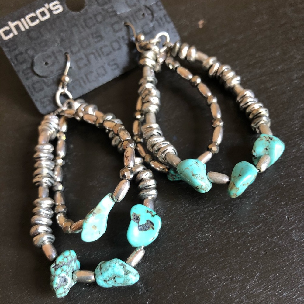 New Chico’s “Jade” Turquoise & Silver Earrings